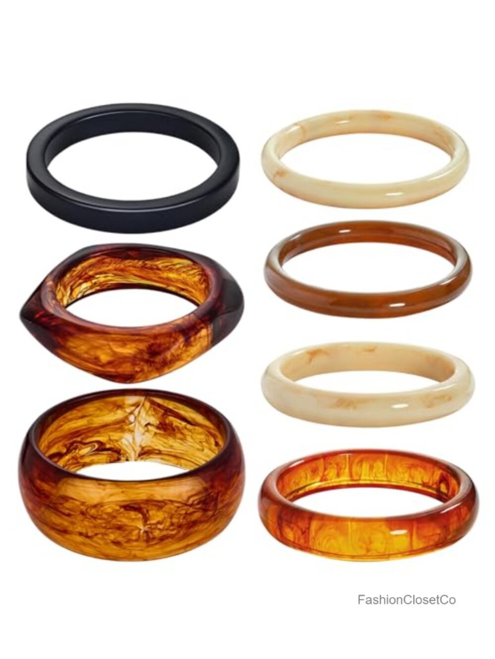 7 Pcs Chunky Acrylic Resin Bangle Set Irregular Geometric Stackable Bracelets
